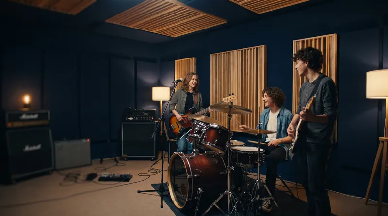 Una band di ragazzi che prova in sala